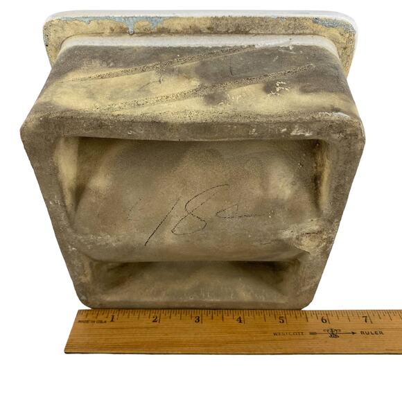 Vintage Ceramic Inset Toilet Paper Holder Rectangular Flawed Antique Art Deco - Picture 8 of 15